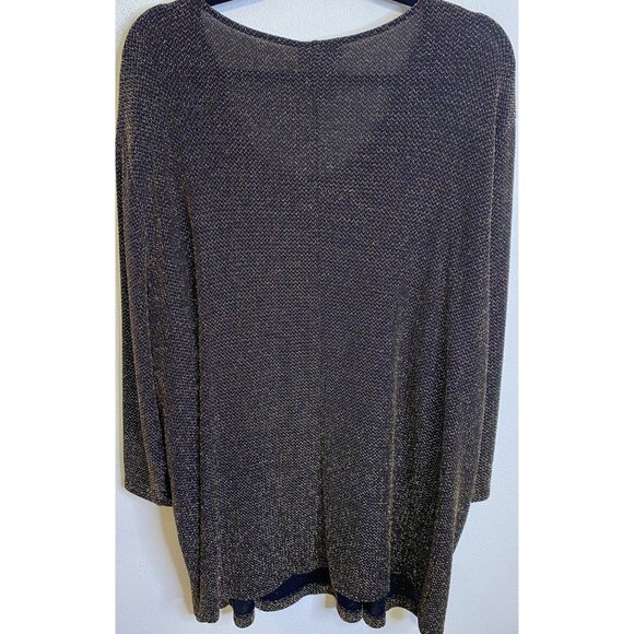 CATHERINES Metallic Black Gold Blouse Top Shimmer Party Holiday Plus 3X 26/28W - Picture 4 of 4